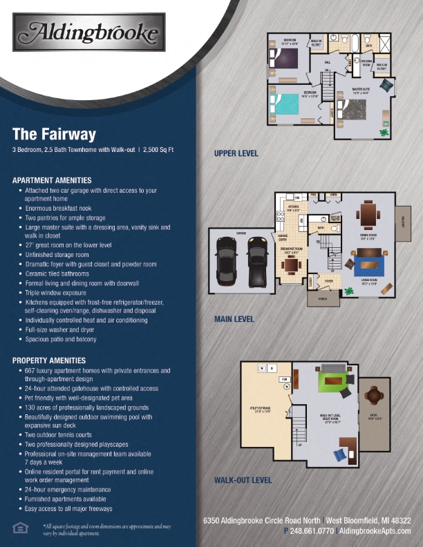 Floor plan for 3 beds, 2.5 baths, 2500 sqft